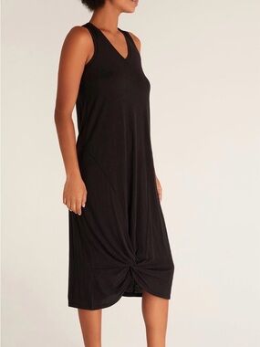 Z Supply Dark Gray  Sleeveless V-Neck Maxi Dress with Front Knot size Small
